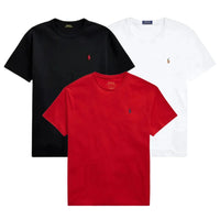 3 PACK – T-SHIRTS EN COTON COUPE SLIM HOMMES - NOIR • BLANC • ROUGE / S
